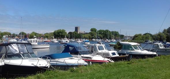 Christchurch Harbour and Quay in Dorset, next to the Stour Valley Way