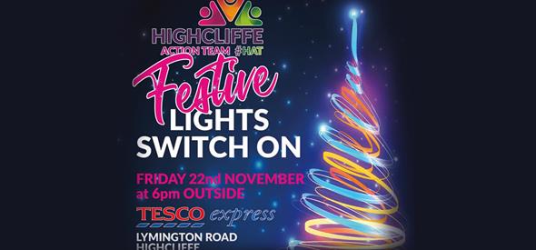 Highcliffe christmas festivities glowing lights and neon ribbon Christmas tree