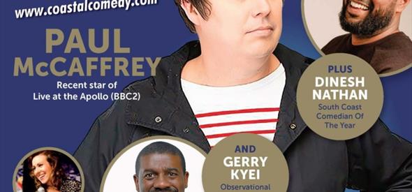 Coastal Comedy promotion information showing 4 comediens