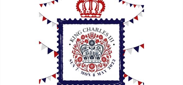 King Charles Coronation Emblemn and british bunting