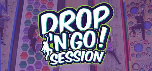 Drop 'N Go! white text on purple background