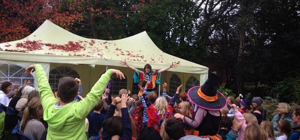 Children enjoying storytelling outdoors