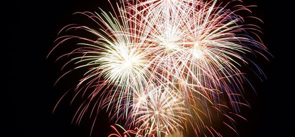 Firework in the sky exploding with beautiful colours