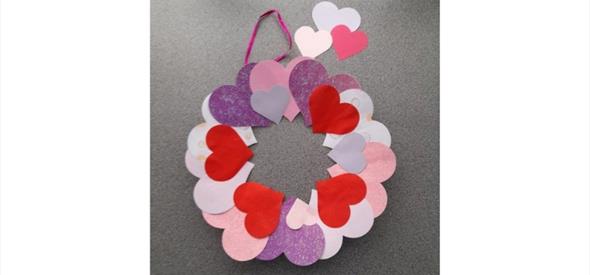 Wreath made of paper hearts