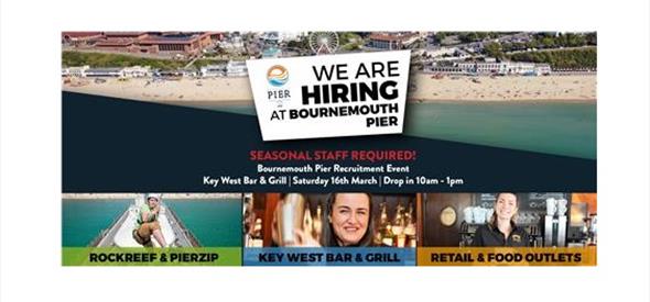 Job fair poster with bournemouth beach in the background