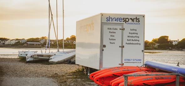 shoresports at mudeford quay at sunset