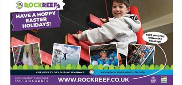 RockReef Easter promo poster with a little boy climbing