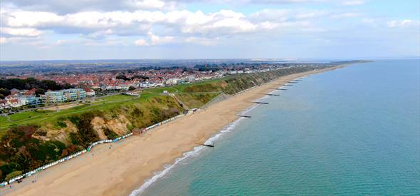 View of the sea and golden beach