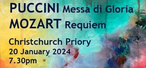 Poster for the Puccini Messa Di Gloria event with the date and event venue in text