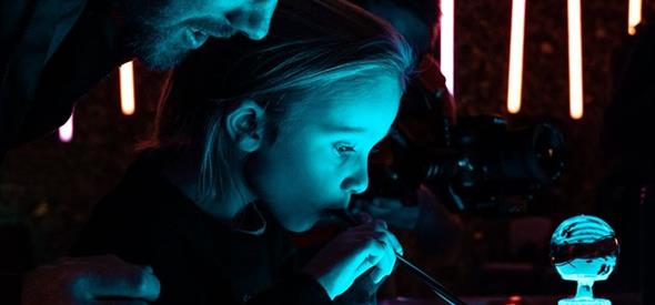 Father and daughter enjoying bubble workshop