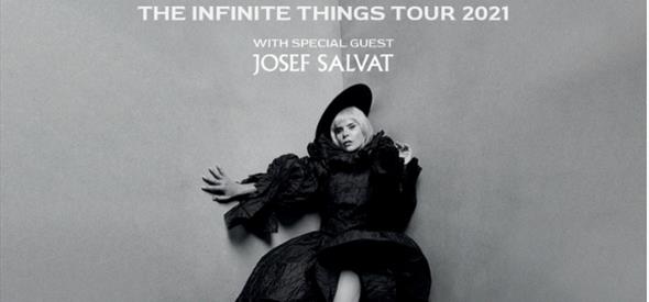 Black and white image of Paloma Faith with the text; The Infinite Things Tour 2021