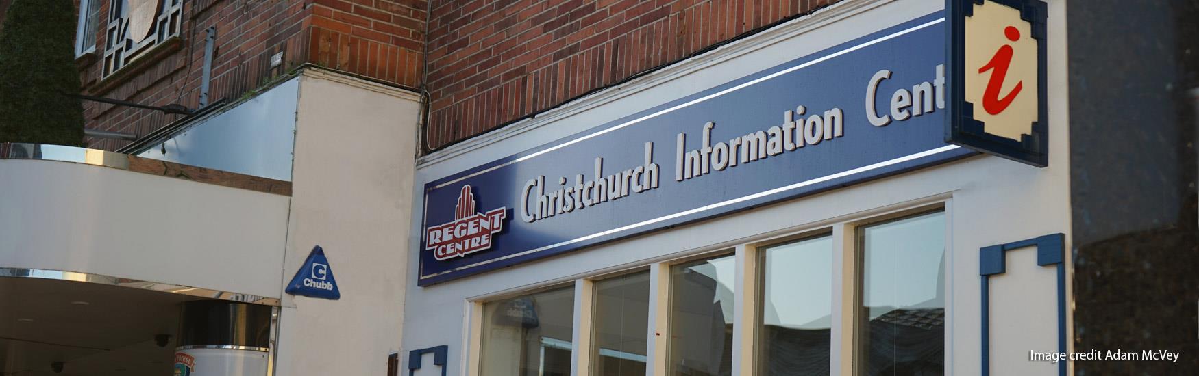 Shot from the outside of Christchurch Tourist Information Centre located in town