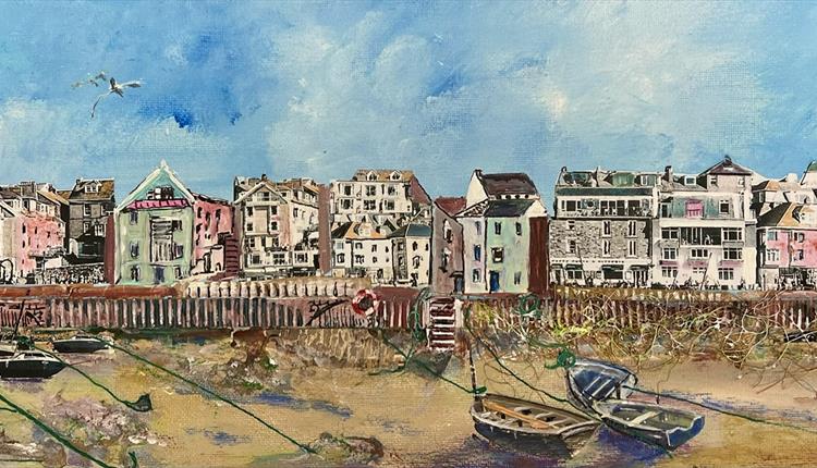 Painting of beach huts
