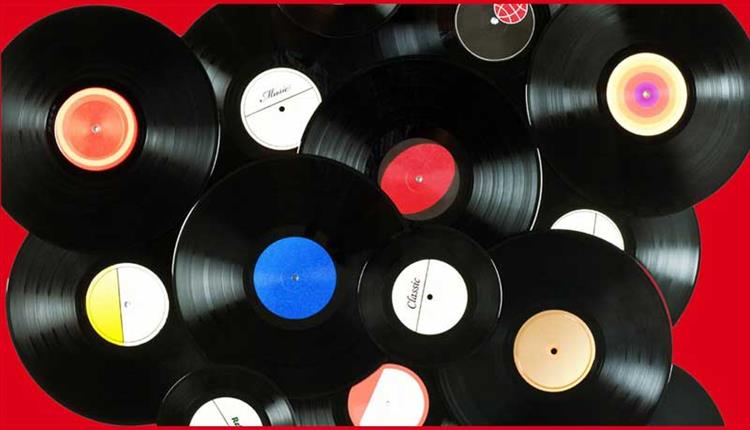 records on display at the Vault
