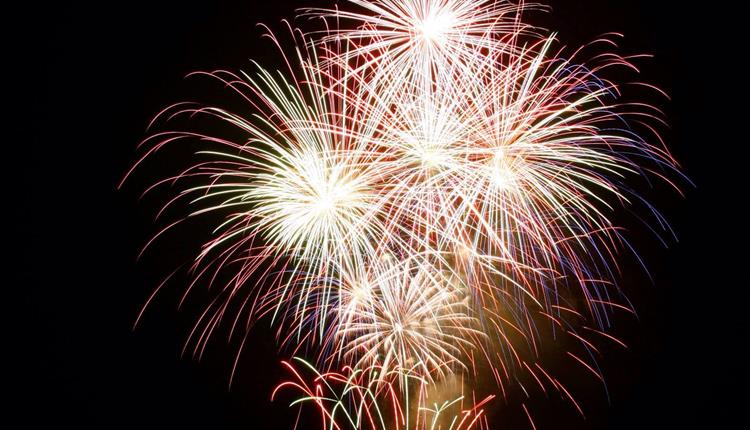 Firework in the sky exploding with beautiful colours