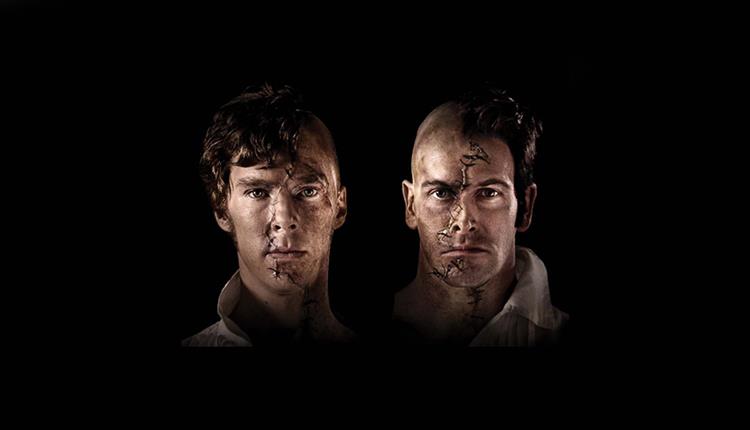 Picture of actor's faces made up to look like Frankenstein's monster