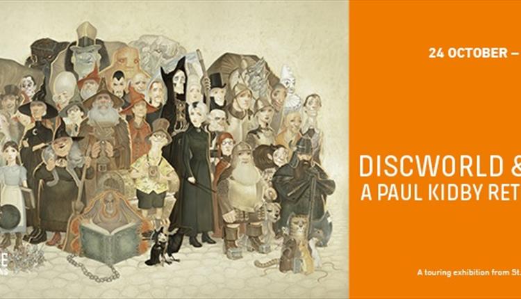 Discworld Massif illustration with loads of people dressed in historic clothing