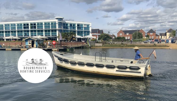 photo of a boat the the boating logo