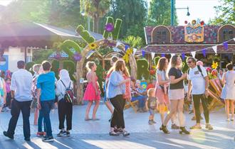 Stunning shot of a sunny day outside the Summer Live beer garden