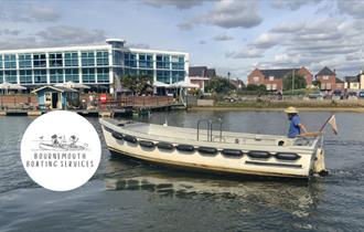 photo of a boat the the boating logo