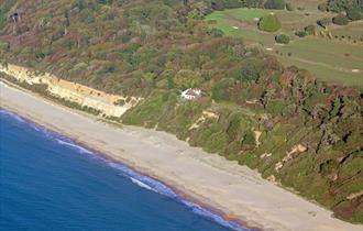 Steamer Point nature reserve from above with the beach below.