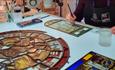 Stained glass panel being restored