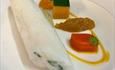 Fine dining on white plate