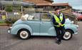 Organiser, Ashley, with his light blue car, Doris.