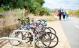 Bikes against bike rack