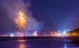 Colourful fireworks display at the seafront