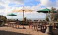 The outdoor terrace overlooking the sea at Russell-Cotes House, Gallery and Garden in Bournemouth, Dorset