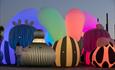 Inflatable airship Orchestra art display in Bournemouth at night