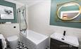 Modern White and green bathroom