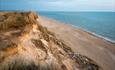 Shot looking down at the beach from the top of the overcliff at Hengistbury head beach