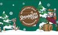 Smugglers Cove Adventure Golf Christmas graphic featuring snowflakes, Christmas trees and Moonshadow Gang characters