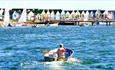 Mudeford Beach huts and row boat - image by David Rose-Massom