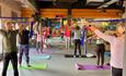 A group yoga session